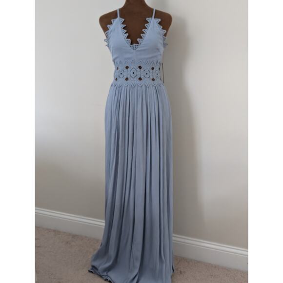 Lulus "This is Love" Slate Blue Lace Maxi Dress - NWT XS - Picture 2 of 10
